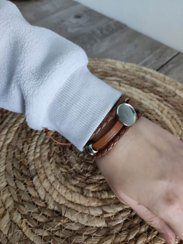 bracelet simili cuir marron